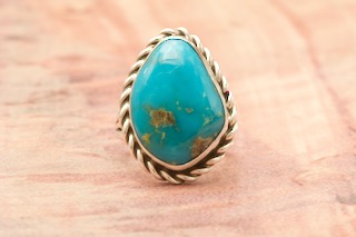 Genuine Sleeping Beauty Turquoise Sterling Silver Navajo Ring